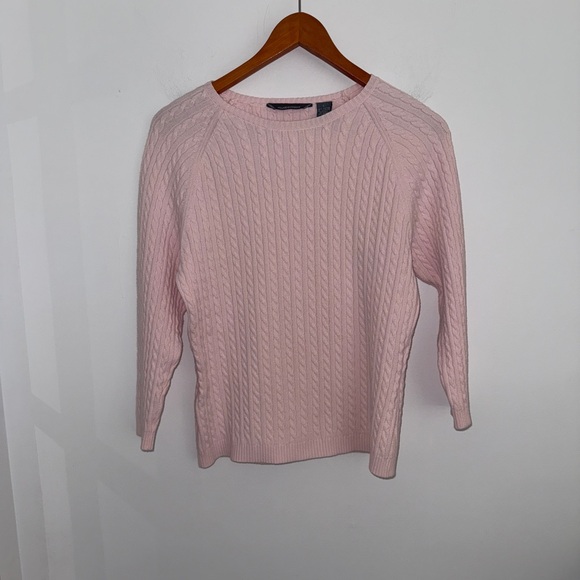 💗 Vintage Hillard & Hanson Baby Pink Cable Knit Sweater Women’s L Made in UK - Picture 4 of 12